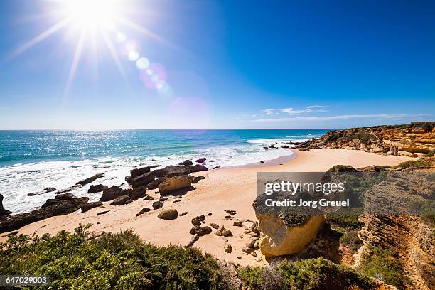 costa de la luz beach - luz solar stock pictures, royalty-free photos & images