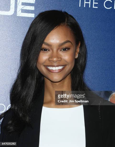 Model Taelor Thein attends the season 2 premiere of "Shades Of Blue" hosted by NBC and The Cinema Society at The Roxy on March 1, 2017 in New York...