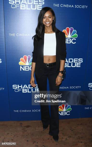 Model Taelor Thein attends the season 2 premiere of "Shades Of Blue" hosted by NBC and The Cinema Society at The Roxy on March 1, 2017 in New York...