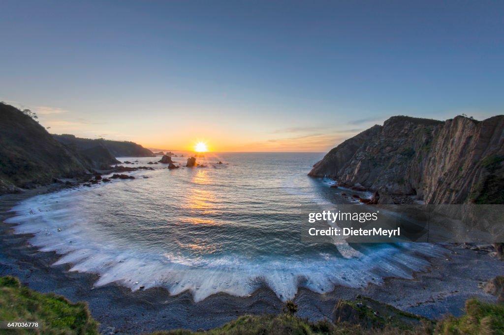 Sunset on the El Silencio Bay of Biscay