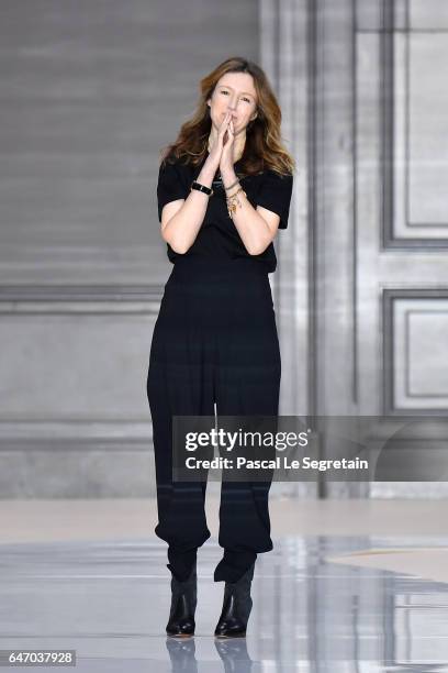 Designer Clare Waight Keller walks the runway during the Chloe show as part of the Paris Fashion Week Womenswear Fall/Winter 2017/2018 on March 2,...