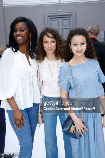 Team of "Divines", Jisca Kalvanda, Houda Benyamina, Oulaya Amamra attend the Chloe show as part of the Paris Fashion Week Womenswear Fall/Winter...