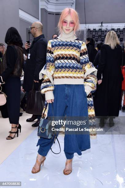 Irene Kim attends the Chloe show as part of the Paris Fashion Week Womenswear Fall/Winter 2017/2018 on March 2, 2017 in Paris, France.