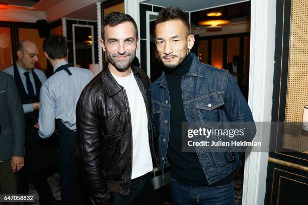 Hidetoshi Nakata and Nicolas Ghesquiere attend the Mastermind Magazine launch dinner as part of Paris Fashion Week Womenswear Fall/Winter 2017/2018...