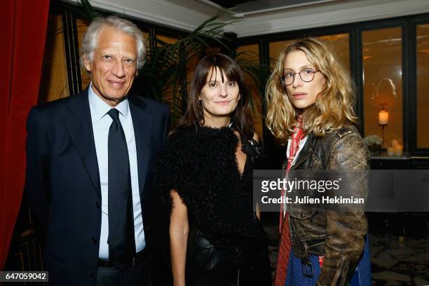 Dominique De Villepin, Marie-Amelie Sauve and Marie de Villepin attend the Mastermind Magazine launch dinner as part of Paris Fashion Week Womenswear...