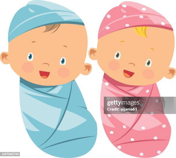 swaddling clothes - twins boys stock illustrations