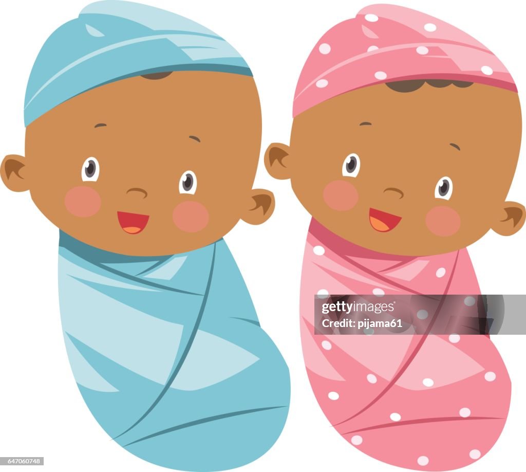 African American Baby Girl And Boy High-Res Vector Graphic - Getty Images