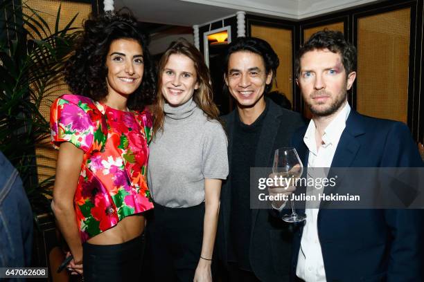 Brune Buonoman, Marie de Menthon, a guest and Ben Kelway attend the Mastermind Magazine launch dinner as part of Paris Fashion Week Womenswear...
