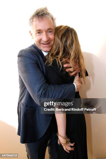 Chloe, Geoffroy de la Bourdonnaye and Stylidt Clare Waight Keller pose backsytage after the Chloe show as part of the Paris Fashion Week Womenswear...