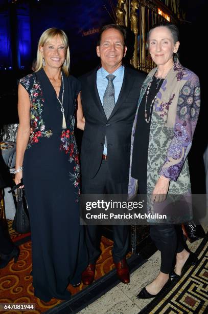 Sonja Giles, Paul Tudor Jones and Carol Browner attend the National Audubon Society Gala on March 1, 2017 at Gotham Hall in New York City.