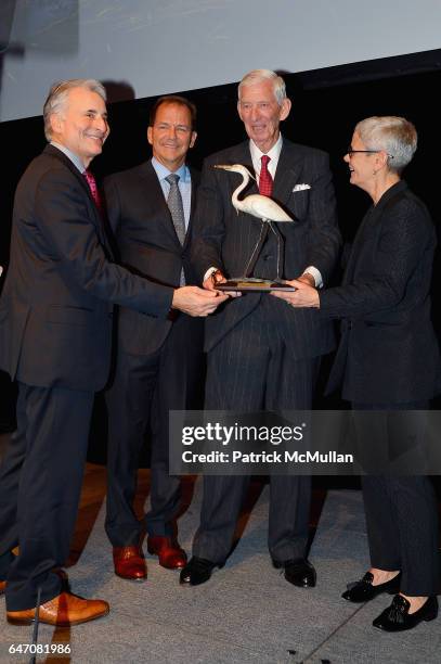 David Yarnold, Paul Tudor Jones, Nathaniel Reed and Maggie Walker attend the National Audubon Society Gala on March 1, 2017 at Gotham Hall in New...