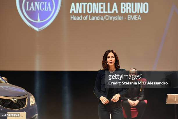 Head of Lancia Emea Antonella Bruno, attends Ypsilon Unyca Libera Il Tuo Stile Press Conference on March 2, 2017 in Milan, Italy.