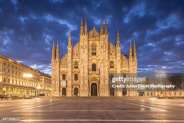 the duomo di milano or milan cathedral, italy. - milan night stock pictures, royalty-free photos & images