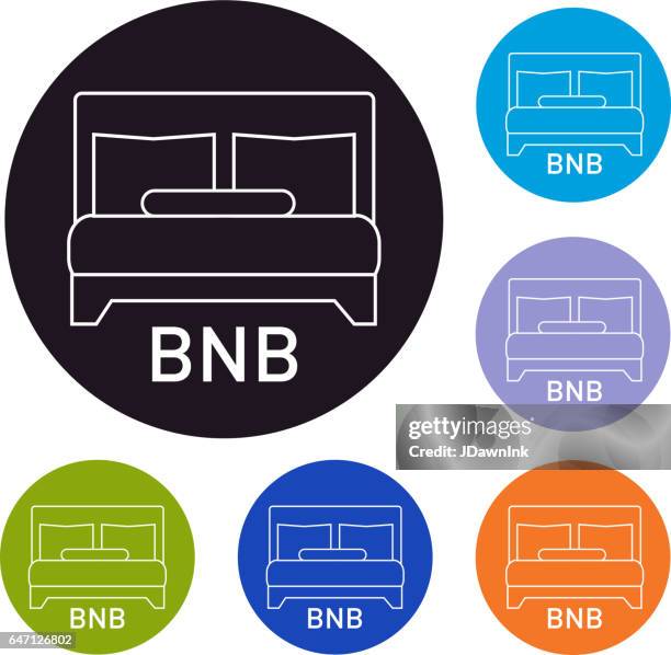 bed &amp; breakfast set von icons - pension stock-grafiken, -clipart, -cartoons und -symbole