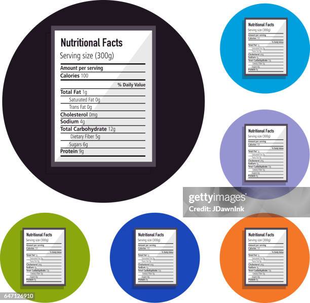 nutritional label set of icons - nutrition label stock illustrations