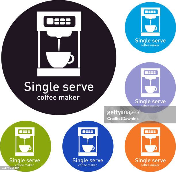 single serve coffe maker set of icons - single serve coffee maker stock illustrations