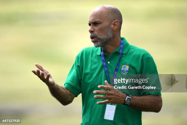 West Indies director of cricket Jimmy Adams during a nets session at the Sir Vivian Richards Stadium on March 2, 2017 in St Johns, Antigua