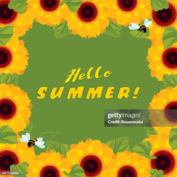 Sunflowers Background With Bees High-Res Vector Graphic - Getty Images Sunflowers Background With Bees High-Res Vector Graphic - Getty Images