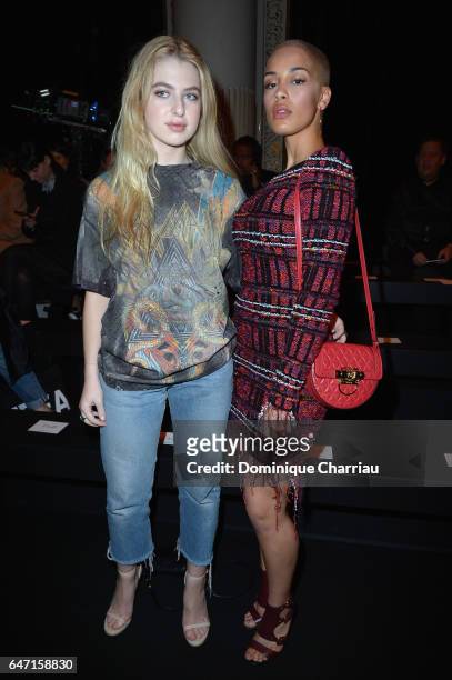 Anais Gallagher and Jorja Smith attend the Balmain show as part of the Paris Fashion Week Womenswear Fall/Winter 2017/2018 on March 2, 2017 in Paris,...