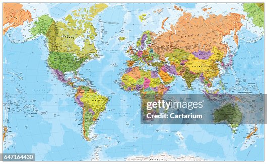 World Map Riving Side Large Detailed Relief World Map With Water Objects Main Roads And ...