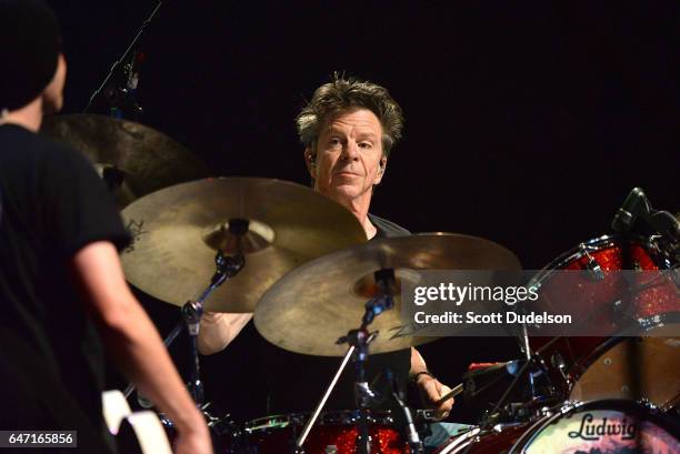 Rock and Roll Hall of Fame drummer Chris Layton of Double Trouble performs onstage during the Experience Hendrix concert at The Wiltern on March 1,...