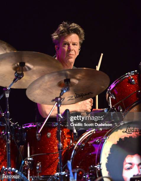 Rock and Roll Hall of Fame drummer Chris Layton of Double Trouble performs onstage during the Experience Hendrix concert at The Wiltern on March 1,...