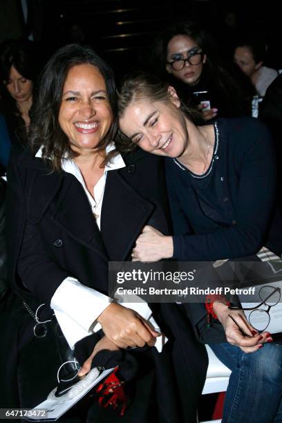 Viktor Lazlo and Anne Consigny attend the Alexis Mabille show as part of the Paris Fashion Week Womenswear Fall/Winter 2017/2018 on March 2, 2017 in...