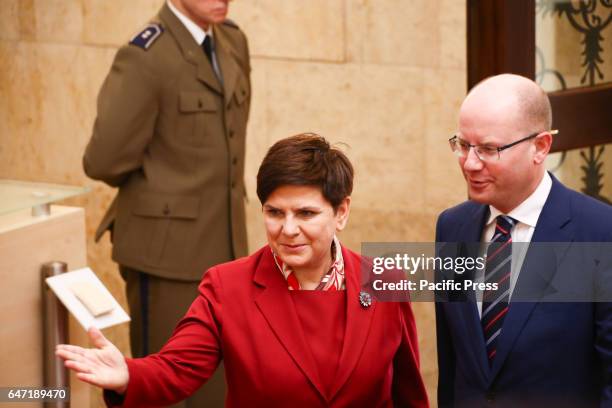 Prime Minister Beata Szydo welcomed Czechian PM Bohuslav Sobotka as he arrived in Warsaw for the official meeting of the Visegrad Group under the...