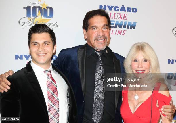 Brent Ferrigno, Lou Ferrigno and Carla Ferrigno attend the 27th annual 'Night Of 100 Stars' black tie dinner and viewing gala at The Beverly Hilton...