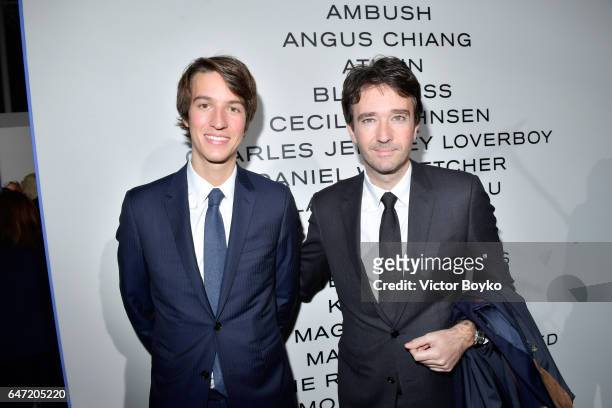 Alexandre Arnault and Antoine Arnault attend the Cocktail Reception For The LVMH PRIZE 2017 on March 2, 2017 in Paris, France.