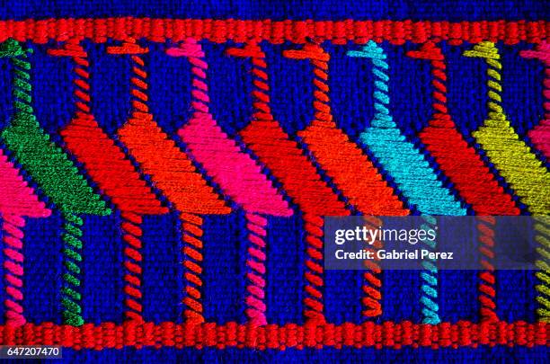 a mayan textile from san cristobal de las casas, chiapas - colour saturation foto e immagini stock