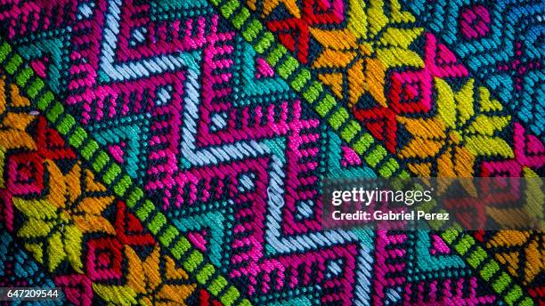 a mayan textile from san cristobal de las casas, chiapas - artesanias mexicanas fotografías e imágenes de stock