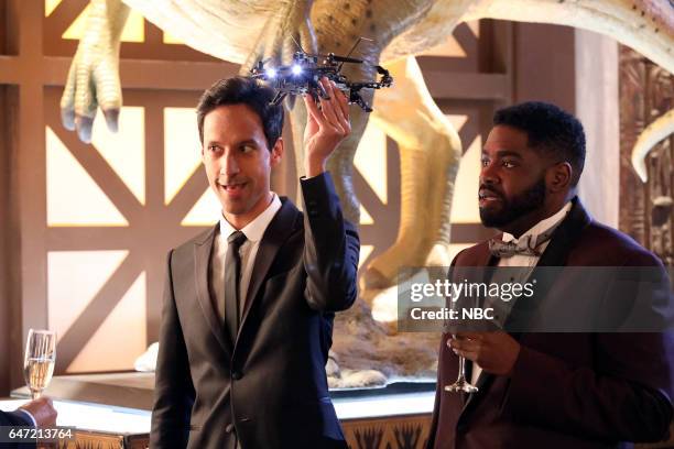 Van Of The Year" Episode 104 -- Pictured: Danny Pudi as Teddy, Ron Funches as Ron --