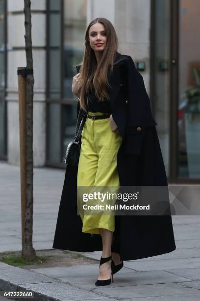 Xenia Tchoumi seen arriving at the BBC studios on March 2, 2017 in London, England.