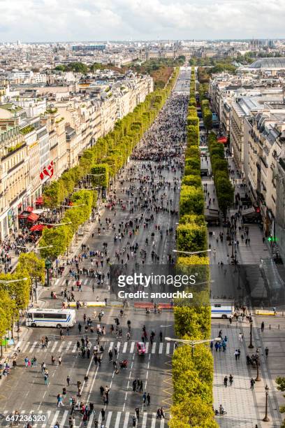 paris cityscape from above, france - champs elysees stock pictures, royalty-free photos & images
