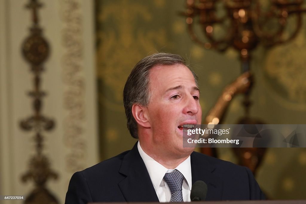 BBVA Chairman Francisco Gonzalez And Mexican Finance Minister Jose Antonio Meade Deliver Joint Message
