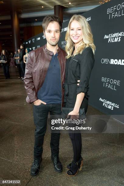 Author Nathan Kress and London Elise Kress attend the Premiere Of Open Road Films' "Before I Fall" at the Directors Guild Of America on March 1, 2017...
