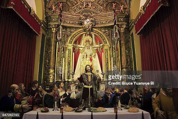interior view of church of the martyrs malaga - the last supper stock pictures, royalty-free photos & images