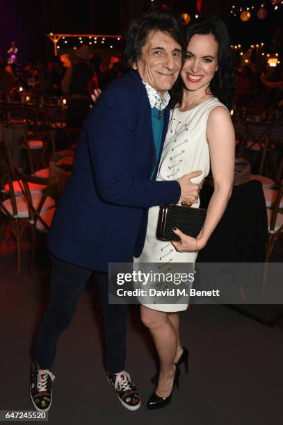 Ronnie Wood and Sally Humphreys attend at a Night of Country at The Roundhouse on March 2, 2017 in London, England.