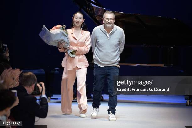 Designer Pascal Millet walks the runway during the Pascal Millet show as part of the Paris Fashion Week Womenswear Fall/Winter 2017/2018 on March 2,...