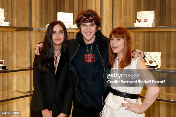 Laura Bensadoun, Gabriel-Kane Day-Lewis and DJ of the event Cecile Togni attend the Max Mara 'Prism in Motion' Eventas, with the presentation of the...