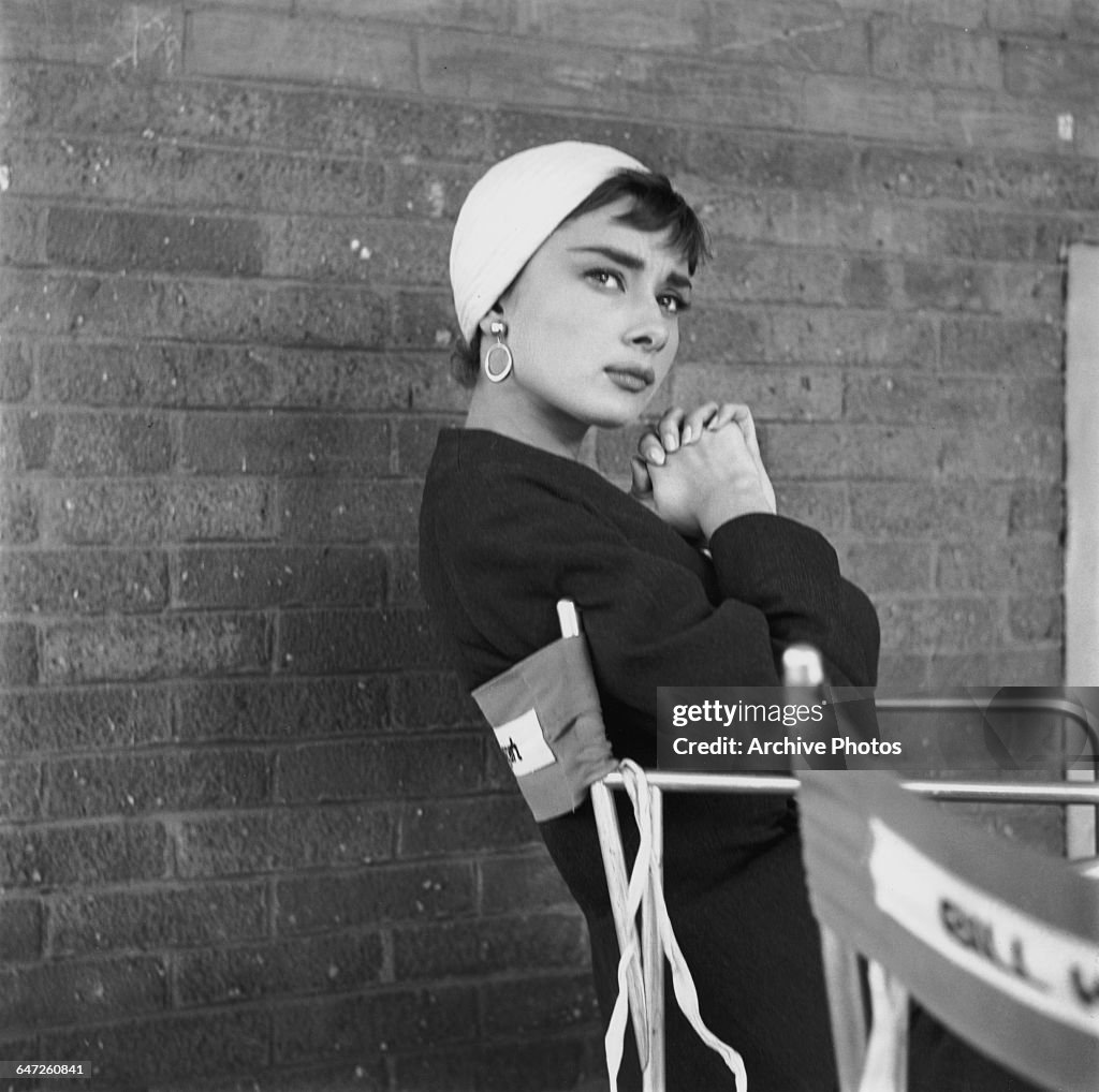 Hepburn On Set Of 'Sabrina'