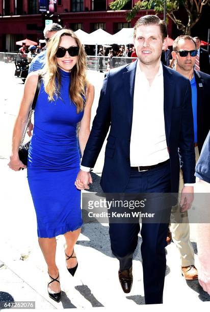Eric Trump and his wife Lara appear at the star dedication ceremony for radio personality Elvis Duran on the Hollywood Walk of Fame on March 2, 2017...