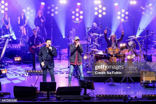 Singer Bobby Kimball , british singer, guitar player and composer Chris Thompson and german-hungarian musician Leslie Mandoki perform at the Man Doki...