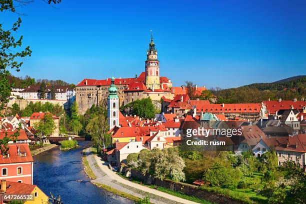summer view of cesky krumlov - czech republic castle stock pictures, royalty-free photos & images