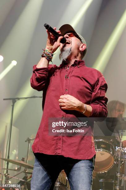 British singer, guitar player and composer Chris Thompson performs at the Man Doki Soulmates: Wings Of Freedom Concert on March 1, 2017 in Paris,...