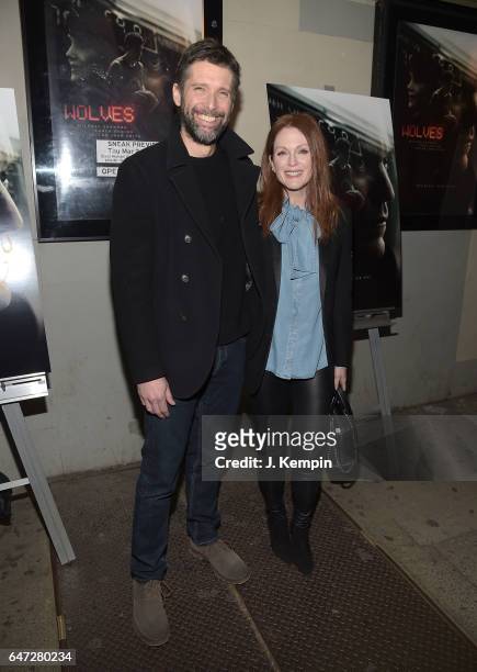 Director Bart Freundlich and wife Julianne Moore attend the "Wolves" New York Screening at IFC Center on March 2, 2017 in New York City.