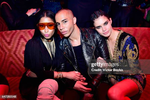 Nicki Minaj, Olivier Rousteing, and Sara Sampaio attend Balmain aftershow party as part of Paris Fashion Week Womenswear Fall/Winter 2017/2018 at...