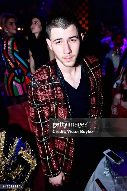 Nick Jonas attends Balmain aftershow party as part of Paris Fashion Week Womenswear Fall/Winter 2017/2018 at Manko Paris on March 2, 2017 in Paris,...