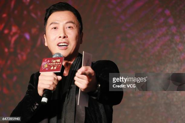 Actor Donnie Yen attends Hong Kong Film Directors' Guild Award Ceremony on March 2, 2017 in Hong Kong, China.